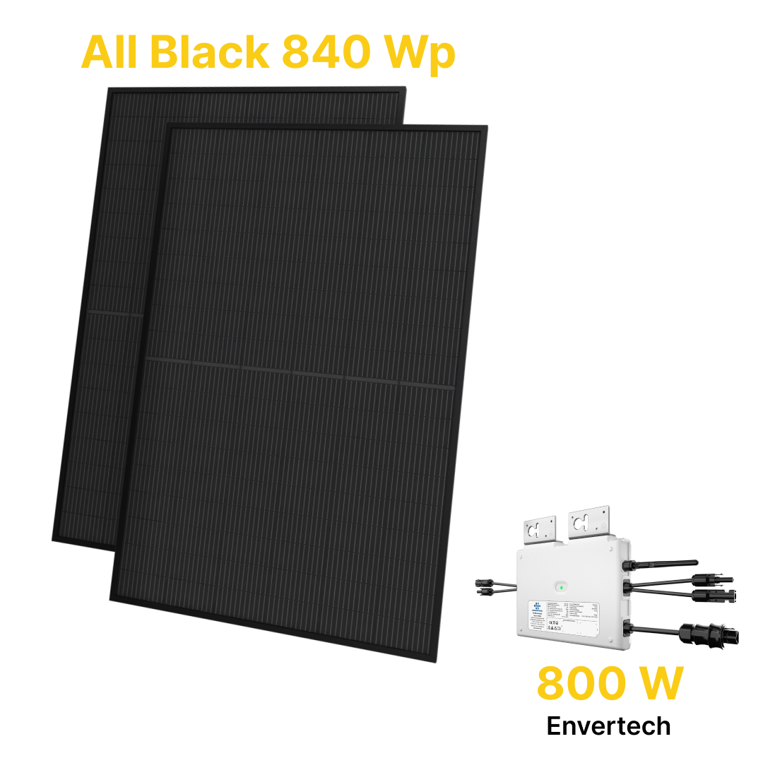 Balkonkraftwerk 840Wp 2x ALL-Black 420Wp mit Envertech-Mikrowechselrichter 800 Watt